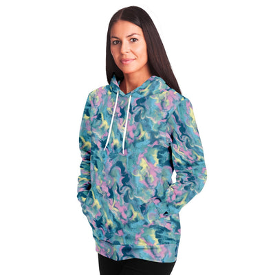 Glitter Iridescence Liquid Watercolor Hand drawn Paint Abstract Art Print Unisex Fashion Pullover Hoodie - kayzers