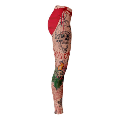 Santa Tattoo Christmas Leggings - kayzers