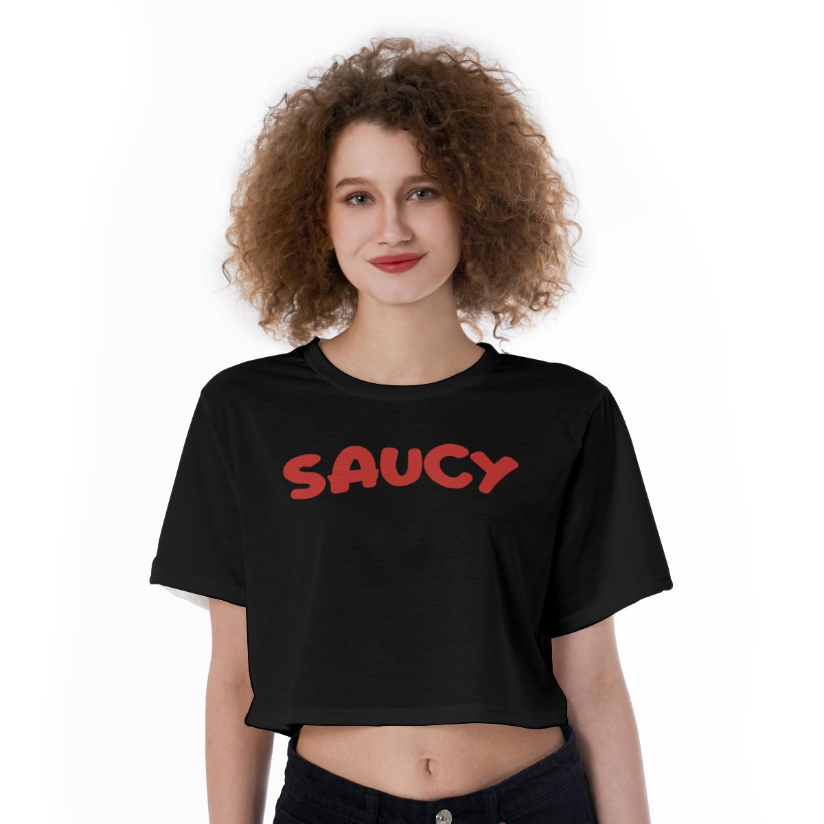 Saucy Print Cropped T-Shirt, Saucy Print Crop Top