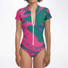 Pink Green Psychedelic Pop Art Waves Swirls Twirl Bright Colors Lsd Dmt Short Sleeve Bodysuit - kayzers