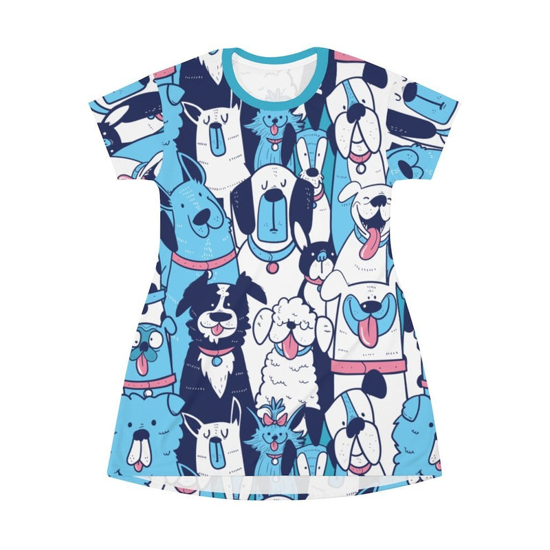 Funny Dogs Pattern T-Shirt Dress - kayzers