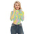 Yellow Pink Ombre Candy Cloud Print Women's Turtleneck Long Sleeve Bodysuit Jumpsuits Catsuits