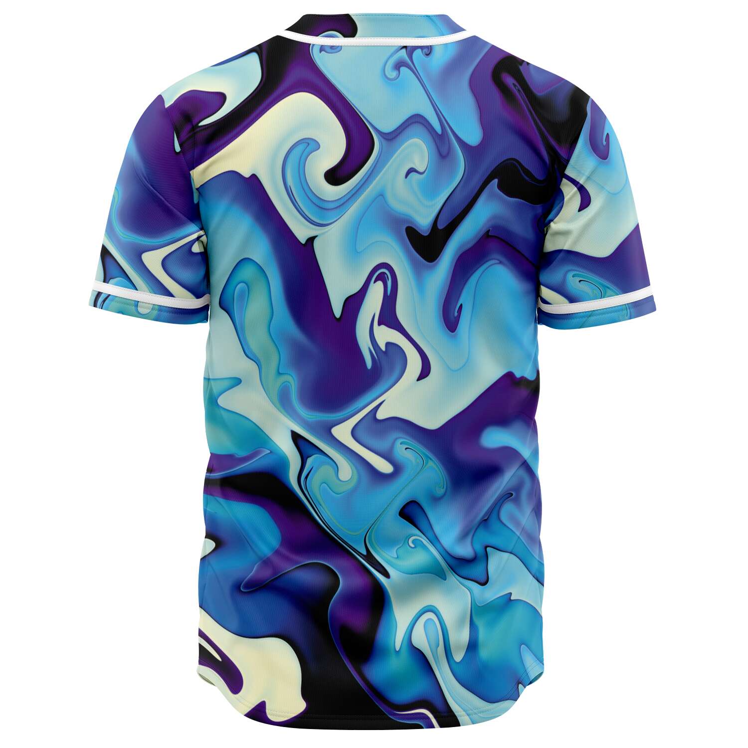 Purple Blue Urban Camo Street Style Psychedelic Liquid Waves Paint EDM Baseball Jersey, 5XL