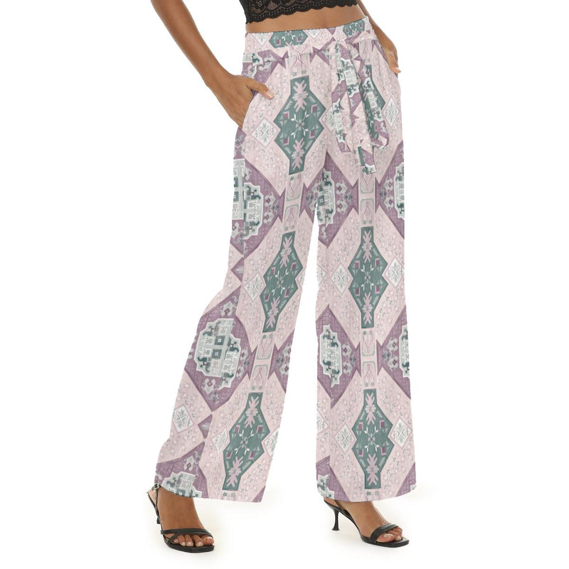 Bohemian Tiles Mosaic Print Women's Casual Straight-leg Pants