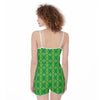 Retro Green 60's 70's Hippie Style Jumpsuit Romper Women's Suspender Shorts