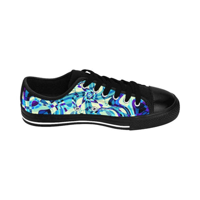 Aqua Blue Psychedelic Liquid Waves Abstract Marble Pattern Sneakers - kayzers