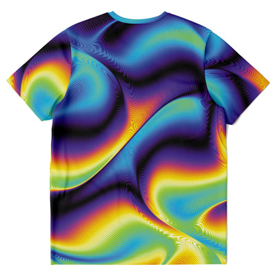 Blue Yellow Holographic Iridescence Abstract Edm Festival Men Women Unisex T-shirt - kayzers