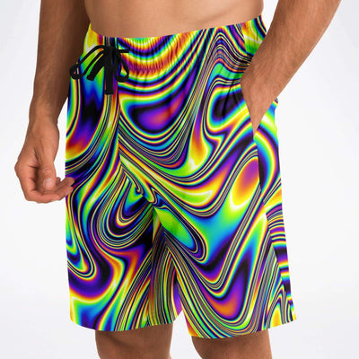 Liquid Paint Swirls Waves Long Men's Fashion Shorts - kayzers