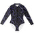 Blue Blaze Galaxy Space Clouds Stars Print Long Sleeve Bodysuit With Uv Protection - kayzers