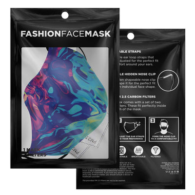 Holographic Iridescence Abstract Multicolor Colorful Paint Adult Youth Kids Children Adjustable Face Mask With Filter - kayzers
