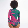 Pink Green Psychedelic Pop Art Waves Swirls Twirl Bright Colors Lsd Dmt Long Sleeve Bodysuit - kayzers