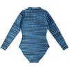 Abstract Plaid Geometric Grungy Lines Blue Black Shades Faded Zipper Bodysuit - kayzers