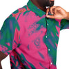 Pink Green Psychedelic Pop Art Waves Swirls Twirl Bright Colors Lsd Dmt Men's Button Down Shirt - kayzers