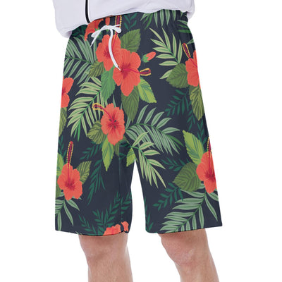 Tropical Palm Leaves Floral Hawaiian Print Men's Beach Shorts
