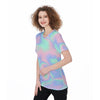 Holographic Cotton Candy Clouds Iridescent Print Women's O-Neck T-Shirt