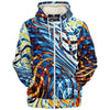 Abstract Psychedelic Waves Edm String Color Retro Microfleece Zip Up Hoodie - kayzers