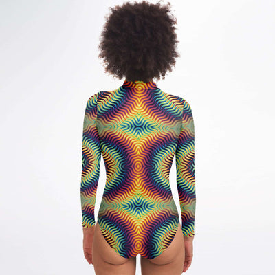 Psychedelic Waves Long Sleeve Bodysuit With Uv Protection - kayzers