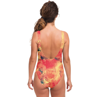 Shabby Chic Rose Pattern One Piece Swimsuit - kayzers