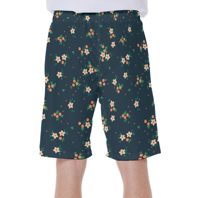 Black Floral Beach Print Men's Beach Shorts