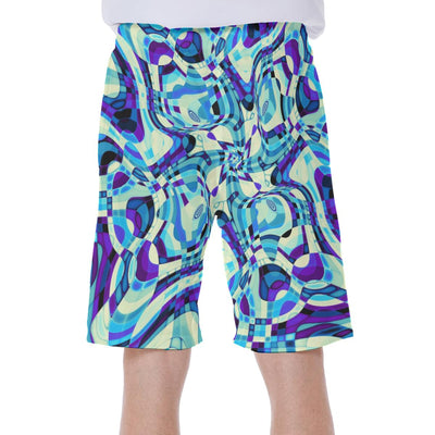 Abstract Liquid Paint Psychedelic Waves Swirls Lsd Dmt Print Men's Beach Shorts