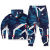 Blue Abstract Geometric Unisex Hoodie And Jogger Matching Set - kayzers