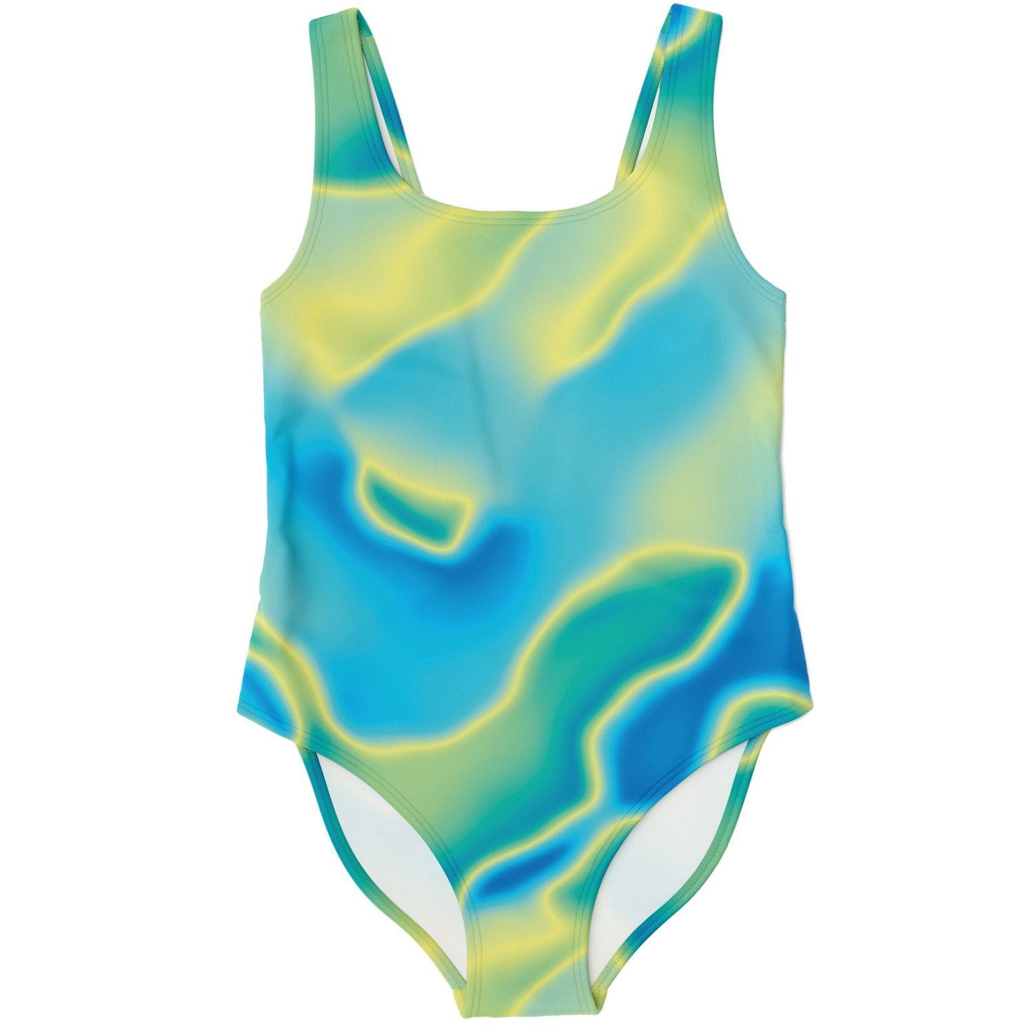 Blue Mint Green Abstract Holographic Iridescence One Piece Swimsuit - kayzers