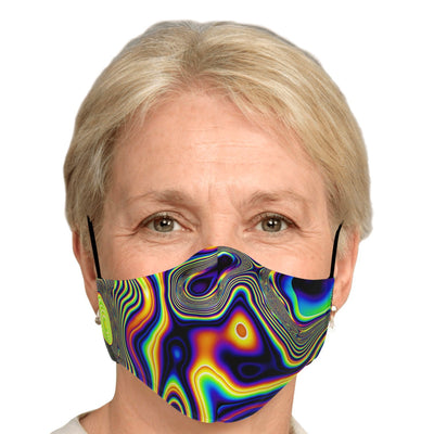 Psychedelic Fractal Art Glitch Kaleidoscopic Multicolor Dmt Lsd Adult Youth Kids Adjustable Face Mask With Filter - kayzers