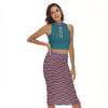 Boho Beach Style Floral Casual Geometric Women's Tank Top & Split High Skirt Set