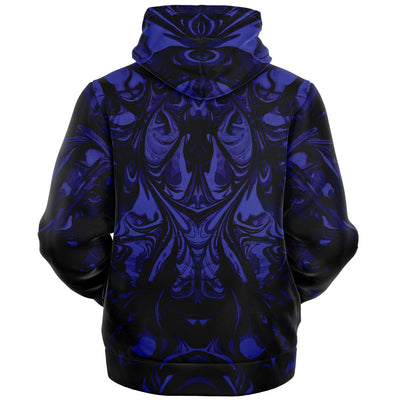 Blue Liquid psychedelic Abstract Microfleece Zip Up Hoodie Jacket - kayzers