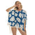 Blue White Floral Hibiscus Tropical Flowers Print Women's Square Fringed Shawl, Bikini Cover Up