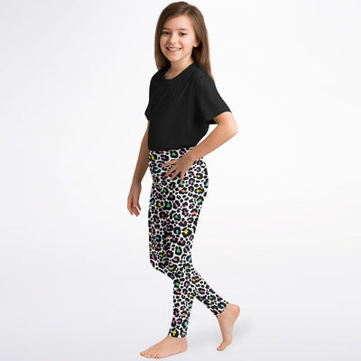 Colorful Leopard Print Youth Girls Leggings - kayzers