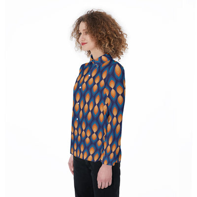 Retro 60's 70's Hipster Geometric Flamy Pattern Women's Shirt
