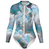 Angel Spacesuit, Angel Wings Heavenly Clouds Long Sleeve Zipper Bodysuit With Uv Protection - kayzers