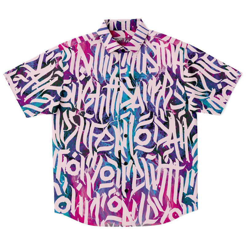 Graffiti Letters Colorful Print Men's Button Down Shirt - kayzers