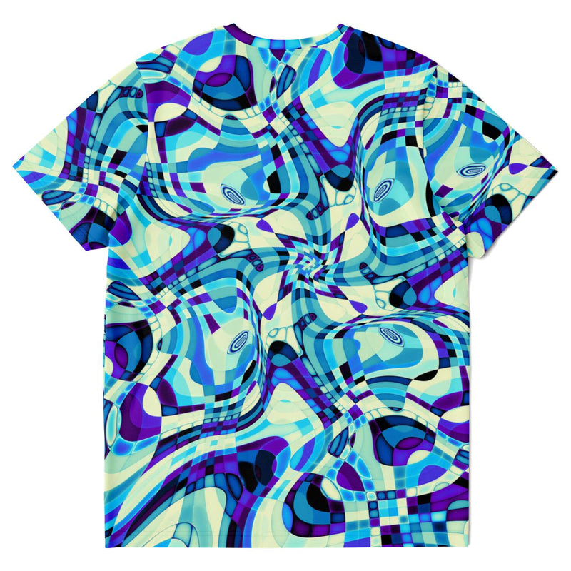 Aqua Blue Crystals Abstract Psychedelic Liquid Waves Dmt Lsd T-shirt - kayzers