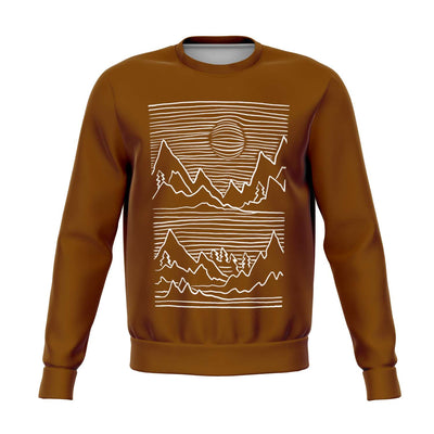 Line Art Mountains Landscape Unisex Brushed Fleece Fashion Sweatshirt - kayzers