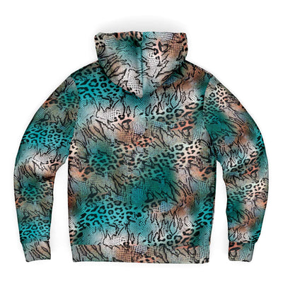 Colorful Leopard Animal Print Zip Up Fleece Hoodie