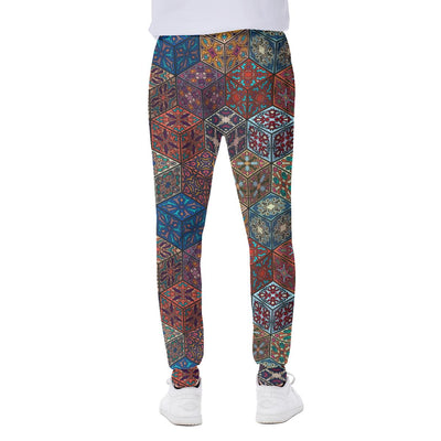 Mosaic Mandala Floral Elements Boho Print Men's Sweatpants
