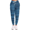 Abstract Plaid Geometric Grungy Lines Blue Black Shades Faded Unisex Joggers Pants - kayzers