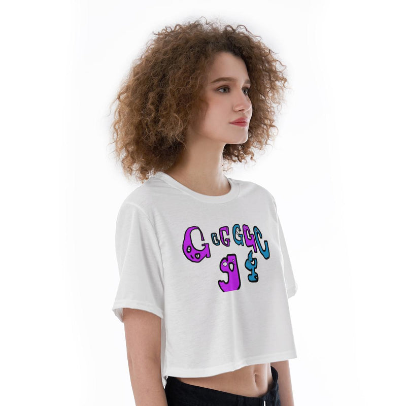 G's Letters Print Cropped T-Shirt, Abstract G letters Print Crop Top