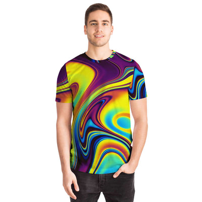 Colorful Vibe Sporty Liquid Paint Strokes Psychedelic Waves Abstract Unisex T-shirt - kayzers