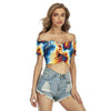 Abstract Marble Print Festival Women's Off-Shoulder Blouse