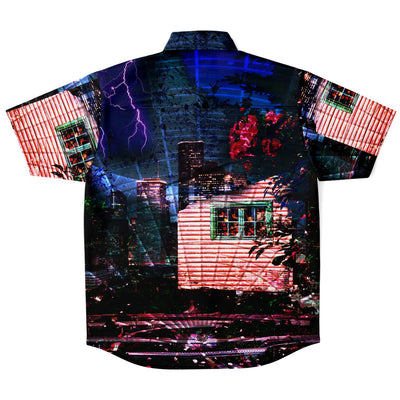 Abstract Art Future Mega City Destruction Men's Button Down Shirt - kayzers