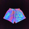 Reflective Holographic Women's Shorts, Elastic Waist Holographic Shorts - kayzers