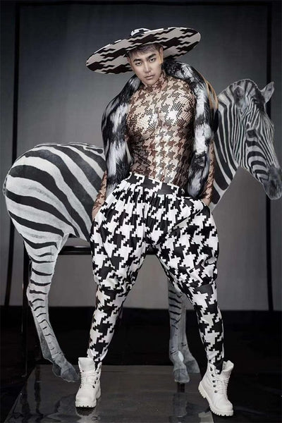 Pixeled Zebra Stripes Rave Festival Party Outfit - kayzers