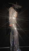 Two-piece Silver sequin Stripe jumpsuit and coat suit - kayzers