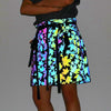 Glowing Reflective Maple Leaves Zipper Belted Cargo Tactical Skirt, Glowing Femme Jupes - kayzers