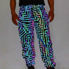 Circuit Lines Reflective Holographic Joggers Sweatpants, Geometric Circuit Reflective Holographic Joggers Sweatpants - kayzers