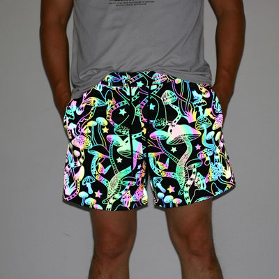 Snakeskin Pattern Rainbow Color Reflective Shorts - kayzers