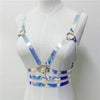 Women Laser Transparent Holographic PVC Strap Caged Bra Body Harness Belt - kayzers